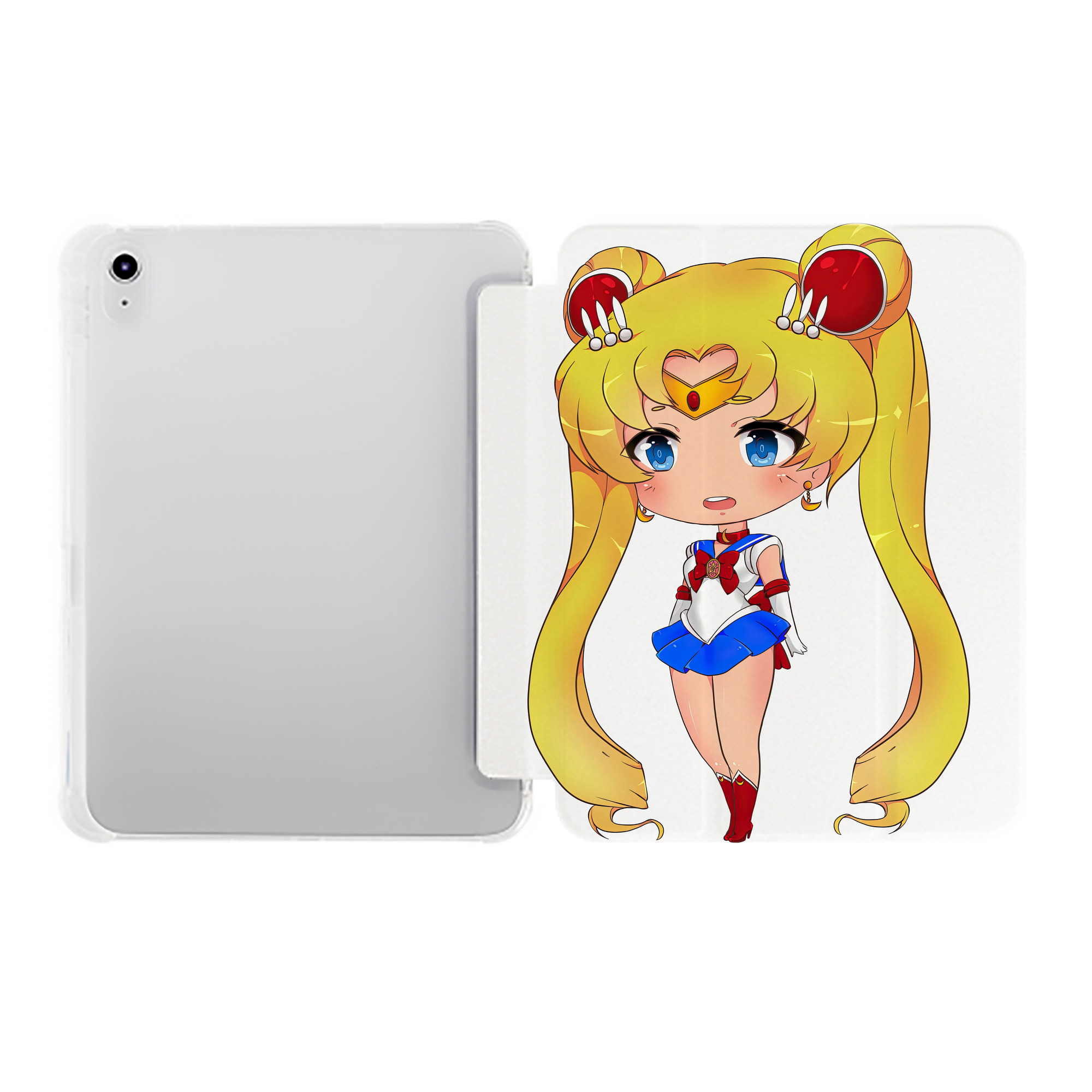 （画像用） 美少女戦士セーラームーン 月野 うさぎ つきの うさぎ Sailor Moon Tsukino Usagi IPad ケース ペン収納付き 三つ折りスタンド PUレザー×シリコン 対応機種9.5/10.5/10.9インチ